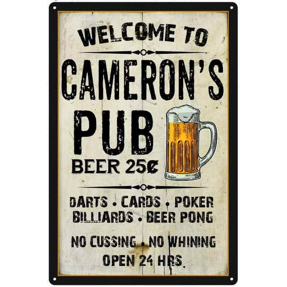 CAMERON'S Pub Sign Vintage Man Cave Bar Wall Decor Gift 8x12 Metal 208120028339