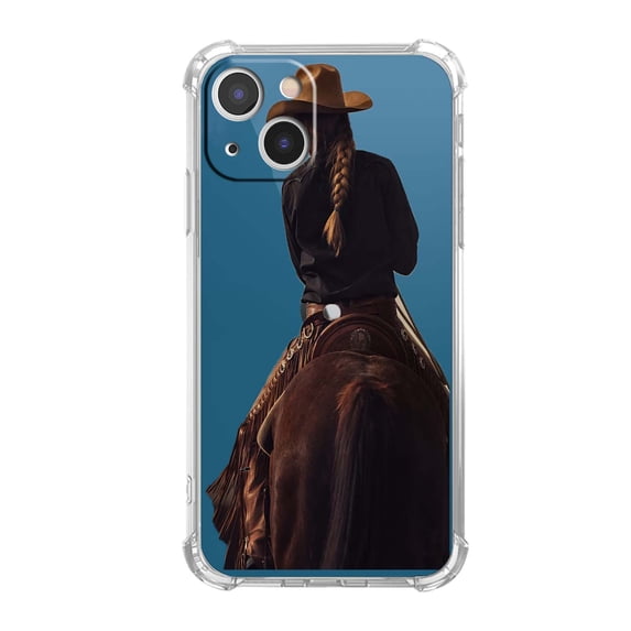 Western Country Cowgirl Cowboy Clear Case for iPhone 13,Transparent Soft TPU Bumper Full Cover Case