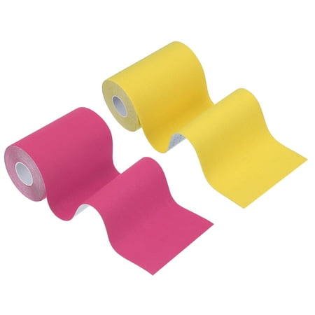 Uxcell Kinesiology Tape Adhesive Cotton Sports Muscle Support Tape Waterproof Elastic Tape for Knee Ankle Wrist Rose Red/Yellow