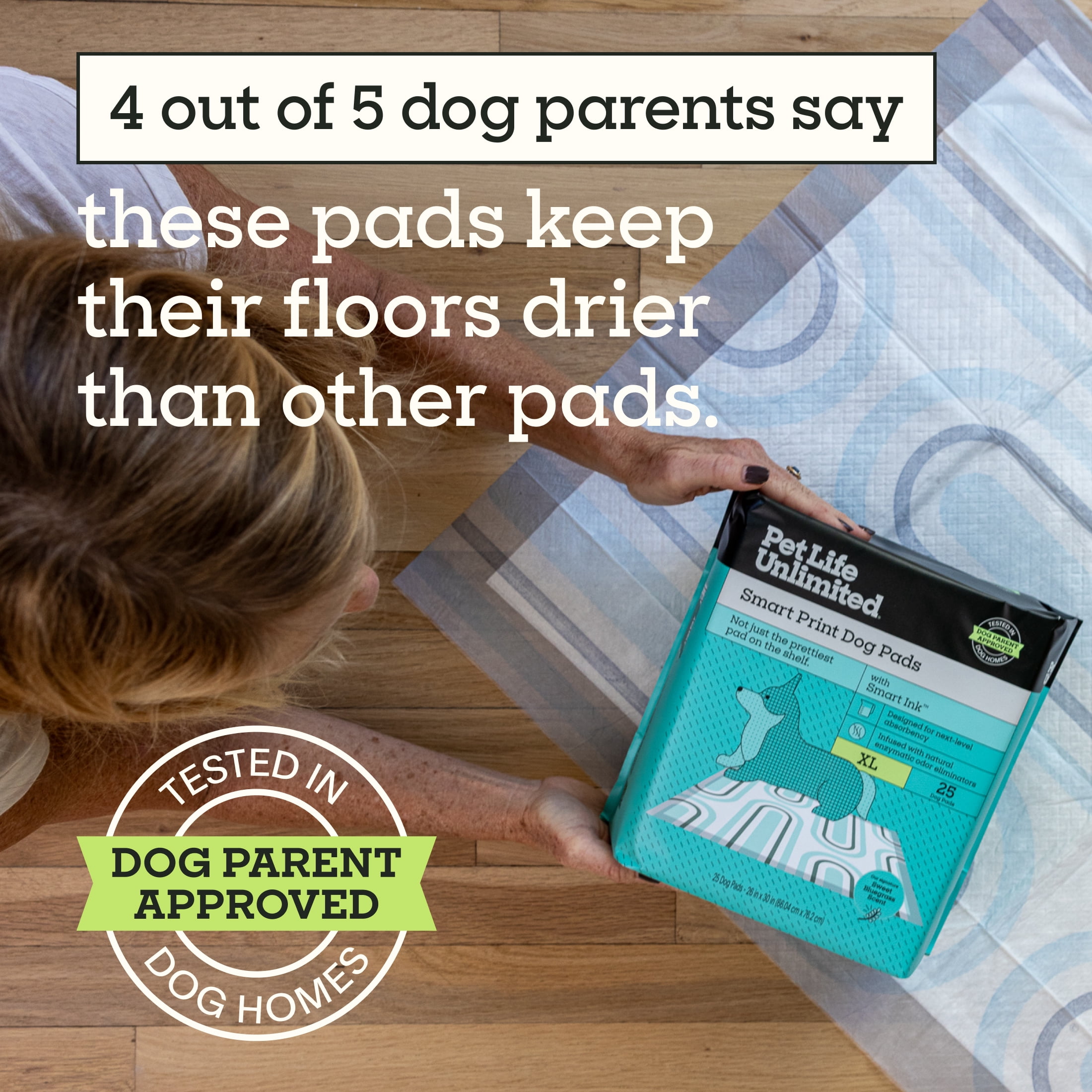(2 pack) Pet Life Unlimited Smart Print Dog Pads, XL, 26" x 30", 25ct