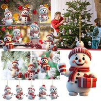 KOYPTL 6pcs-Christmas Tree Pendant with Gold Rope,Red White Christmas Snowman Hanging Ornaments for Christmas Wedding Birthday Party Interior Decoration & Room Wall Fireplace Window Festive Accessory