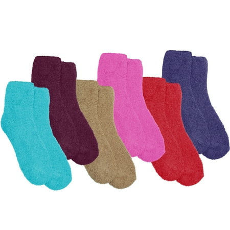 Luxury Divas Cozy 6 Pack Assorted Warm Fuzzy Socks For Women