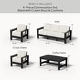 thumbnail image 2 of Better Homes & Gardens Ezra 4-Piece Outdoor HDPE Conversation Set, Black with Cream Boucle Cushions, 2 of 10