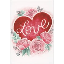 Pictura Love: Pink Foil Roses and Red Heart Romantic Valentine's Day Card for One I Love