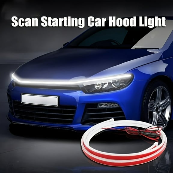 (Huayusheng)--Upgrade Your Vehicle With A Universal 12V, 10W Start-Scan Car LED Hood Light White 70In  Dynamic Daytime Running Light**--（ .,.,;p[;）
