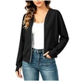 thumbnail image 4 of Bosfbaoi Jackets for Women Rib Stand Collar Full Zip Thumb Hole Long Sleeve Loose Casual Bomber Jacket with Side Pockets, 4 of 6