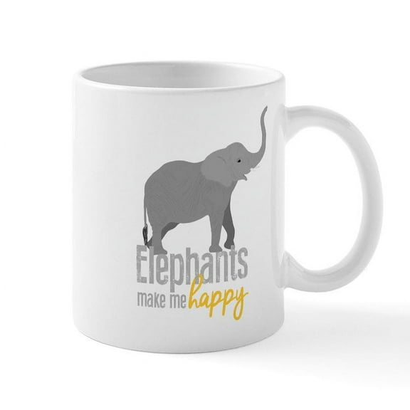 CafePress - Elephants Make Me Happy - 11 oz Ceramic Mug - Novelty Coffee Tea Cup