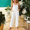 thumbnail image 2 of Ticikt Girls Overalls Kids Casual Sleeveless Wide Leg Jumpsuit Loose Rompers with Pockets, 2 of 5
