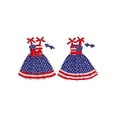 thumbnail image 4 of BemeyourBBs Toddler Baby Girls 4th of July Dress Outfits Patriotic Independence Day Summer Clothes Tie up Straps Star Striped Print Front Bow Sleeveless Dress with Headband, 4 of 9