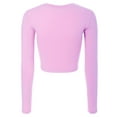 thumbnail image 4 of Made by Olivia Women's Solid Long Sleeve Round Neck Crop T Shirt Top, 4 of 4