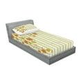 thumbnail image 2 of Ambesonne Floral Fitted Sheet & Pillow Sham Set, Retro Swirled Flowers, Twin, Green Orange White, 2 of 2