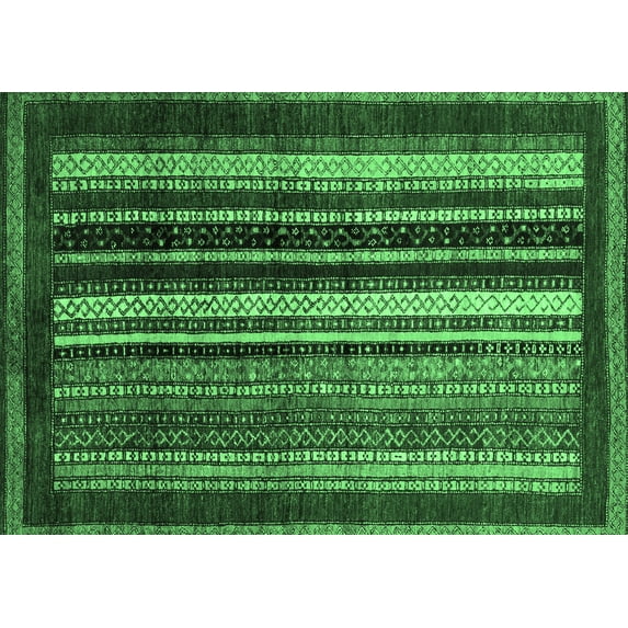 Ahgly Company Indoor Rectangle Abstract Emerald Green Modern Area Rugs, 7' x 10'