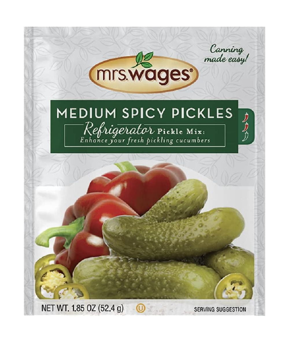 (4 pack) Mrs. Wages Medium Spicy Pickles Refrigerator Pickle Mix | Quick and Easy |  Flavorful Spice | 1.85 oz Granules Packet