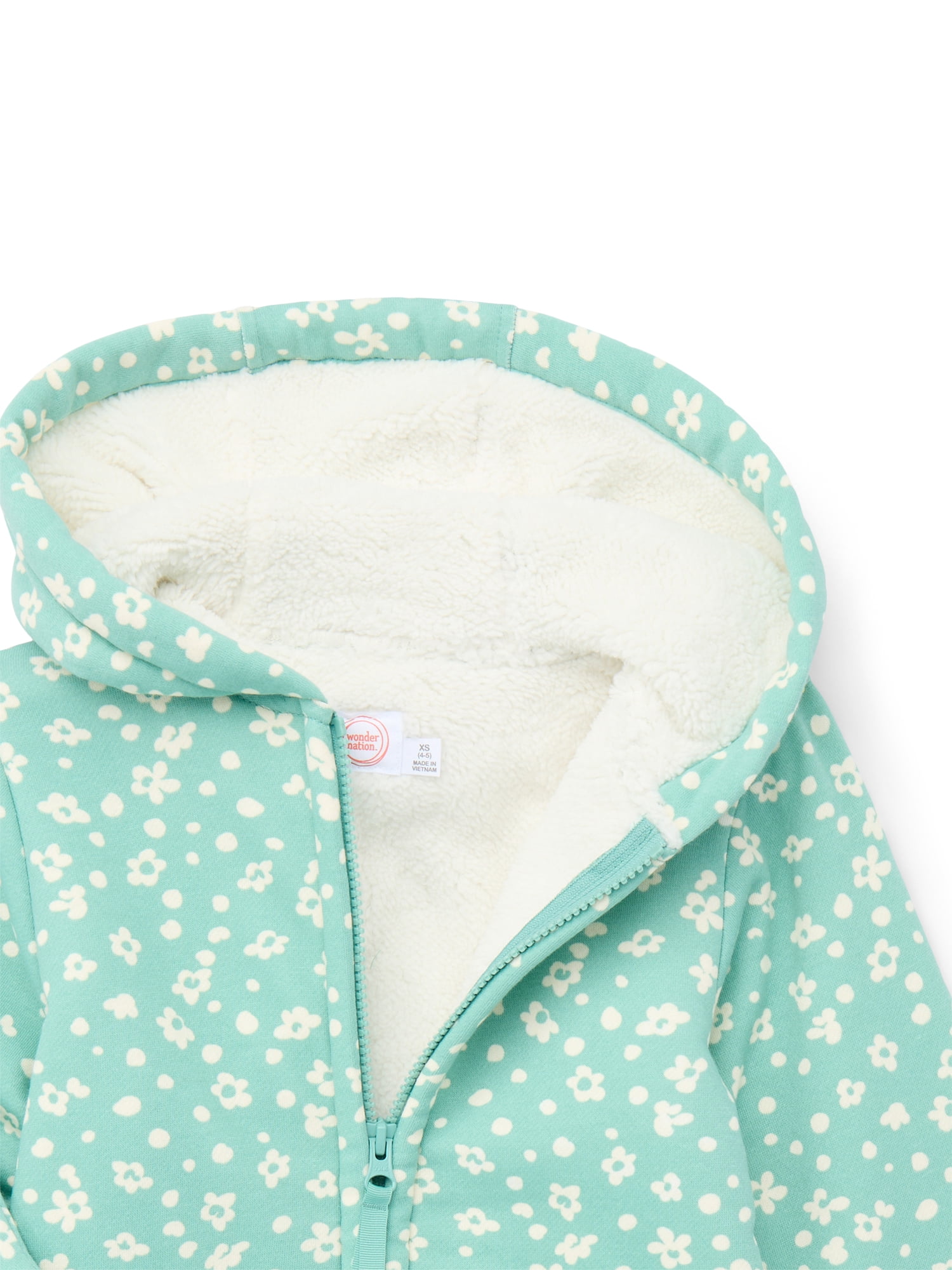 Wonder Nation Girls Kids Tough Fully Lined Zip Hoodie Jacket, Sizes 4-18 & Plus