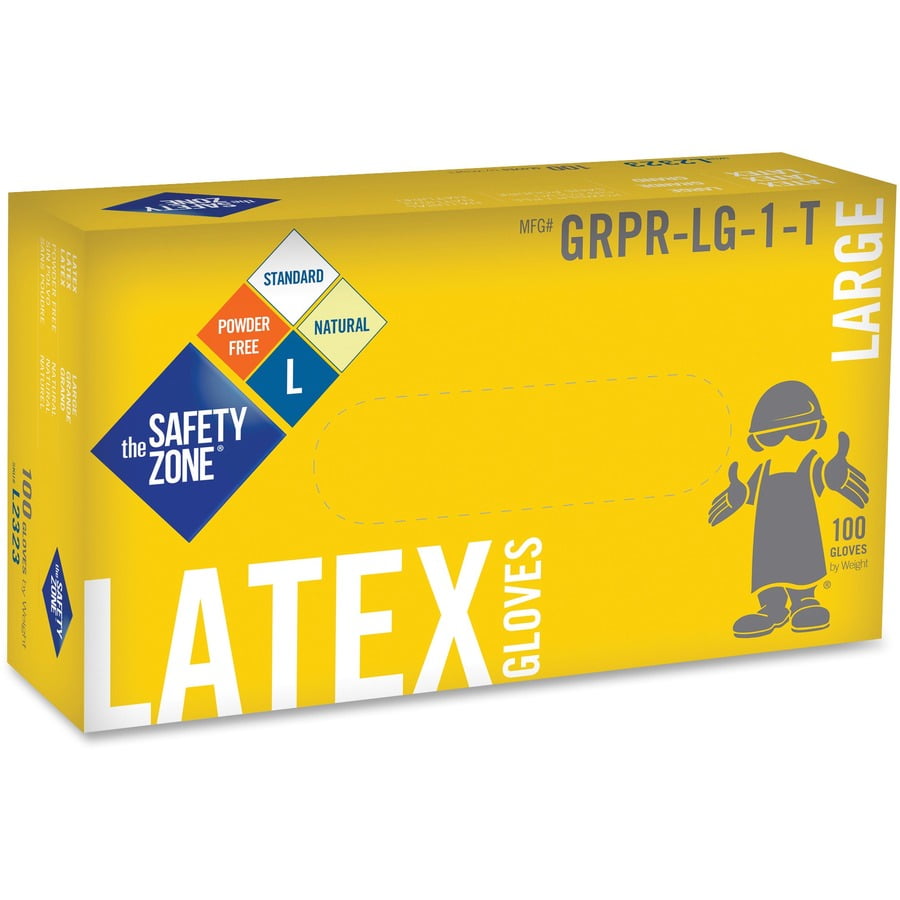 Powder-Free Disposable Latex Gloves, Large, White, 100/Box