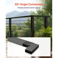thumbnail image 2 of KFFKFF 2-Pack Corner Connectors for Handrail, Stair Railing Extension Accessories, Durable POM Fittings for Rectangular Cable Railings, Outdoor Deck Cable Rail System, Matte Black, HT-05, 2 of 9