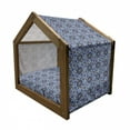 thumbnail image 2 of Moroccan Pet House, Eastern Persian Gypsy Jacquard Style Culture Folk Tracery Geometric Image, Outdoor & Indoor Portable Dog Kennel with Pillow and Cover, 5 Sizes, Royal Blue, by Ambesonne, 2 of 5