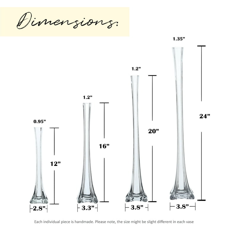 Glass Eiffel Tower Vases H-24 D-1.5, Pack of 6 pcs