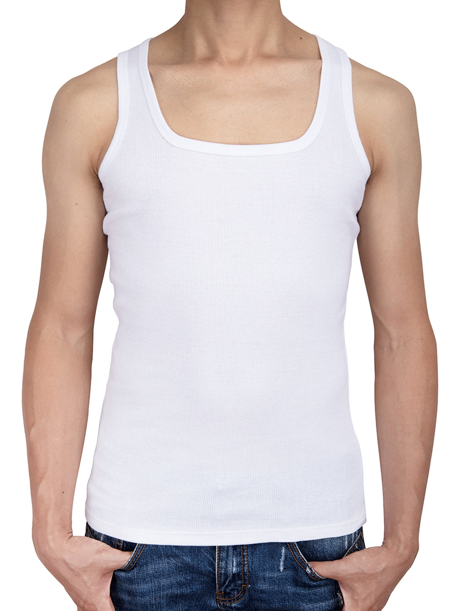 LELINTA Mens Tank Tops 100 Cotton AShirt Ribbed Pack Undershirt, Gray