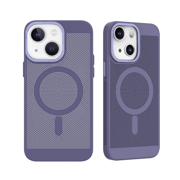 BEMZ Cooling Mesh Case for iPhone 15 - (Compatible with MagSafe) Magnetic Charger Heat Dissipation Protection Slim Cover - Lavender Purple