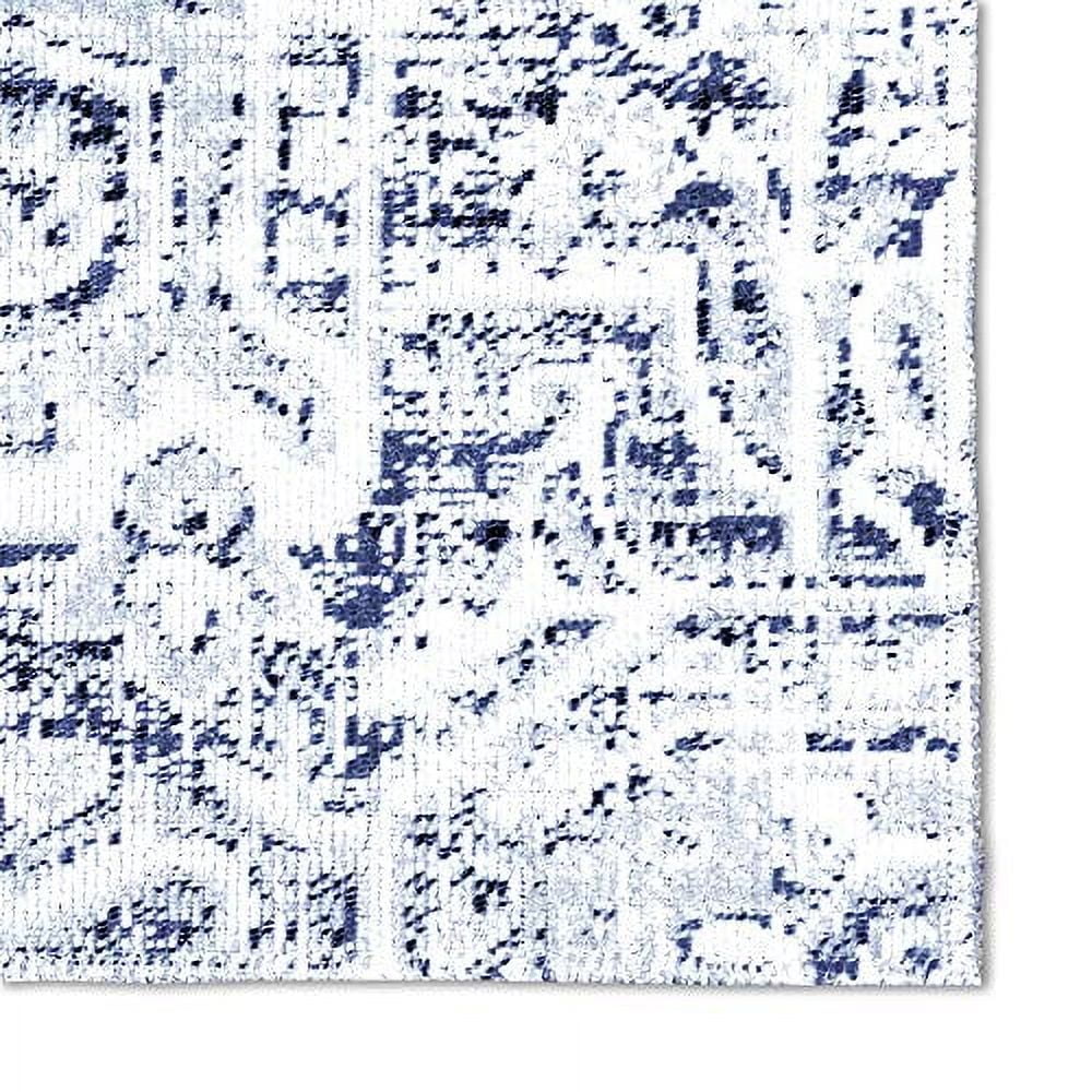 Nicole Miller New York Patio Sofia Fleur Transitional Medallion Indoor/Outdoor Area Rug, Navy Blue/Aqua, 5'2"x7'2"