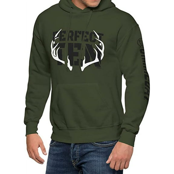 GIMMEDAT Perfect Ten Pullover Fleece Hoodie Sweatshirt Deer Hunting Men Women Gift (Large) Moss