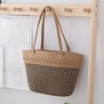 thumbnail image 3 of InsCrazy Tote Bag Handbag Cotton Rope Woven Handbag Large Capacity Daily Versatile Shoulder Bag Spliced Color Casual Woven Bag Beach Bag, 3 of 9