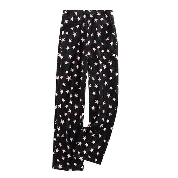 Xuniizn Flannel Pajama Pants Women, Cute Print Elastic Waist Wide Leg Loungewear Pajama Bottoms with Pockets, Thick Insulated Soft Trendy Fall Winter Casual Sleep Pants, S-3XL