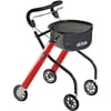 Drive Medical Let's Go Indoor Lightweight Mobility Walker Rollator Aluminum,Red,Standard