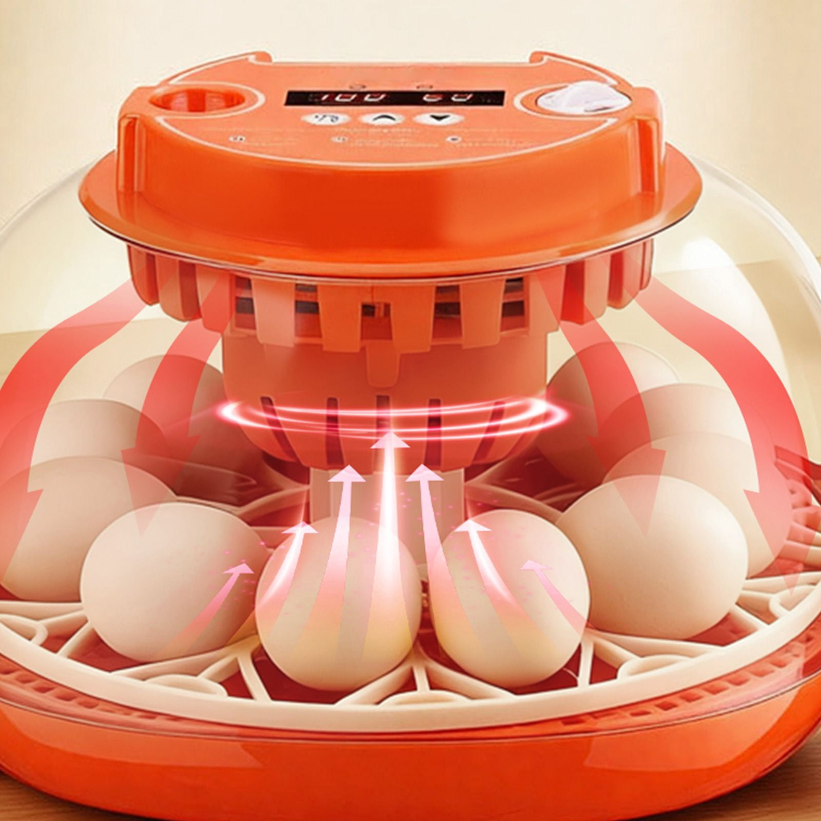 Egg Incubator 12 Eggs Automatic Turner with LED Candler Temperature Humidity Control 360° View Window for Hatching Chicks