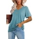 thumbnail image 2 of Camiseta Lunivop para mujer, cuello en V, manga corta, azul marino, talla S, 2 of 4