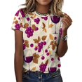 thumbnail image 3 of Wine Glass Women T-Shirt Classic O Neck T-Shirts Short-Sleeve Trendy Animal Print Design Tshirt Casual Clothing, 3 of 5