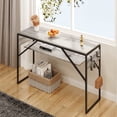 thumbnail image 4 of Bestier 40 inch Wood Console Table with 2 Hooks & Shelves Sofa Table  Gray, 4 of 8