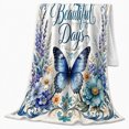 thumbnail image 2 of Serene Butterfly Floral Watercolor Print Choose Beautiful Days, Cozy Friendship Quote Scene, Warm Flannel Blanket for Living Room and Reading Nook, Art Lovers Friendship Gift, Artistic Home Decor, 2 of 9