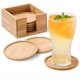 thumbnail image 1 of Bamboo coasters 10x10 cm, Set of 8 wooden coasters. Round Reusable Wooden Panel Coasters. A Perfect Decoration for Your Home, Bar, 1 of 5