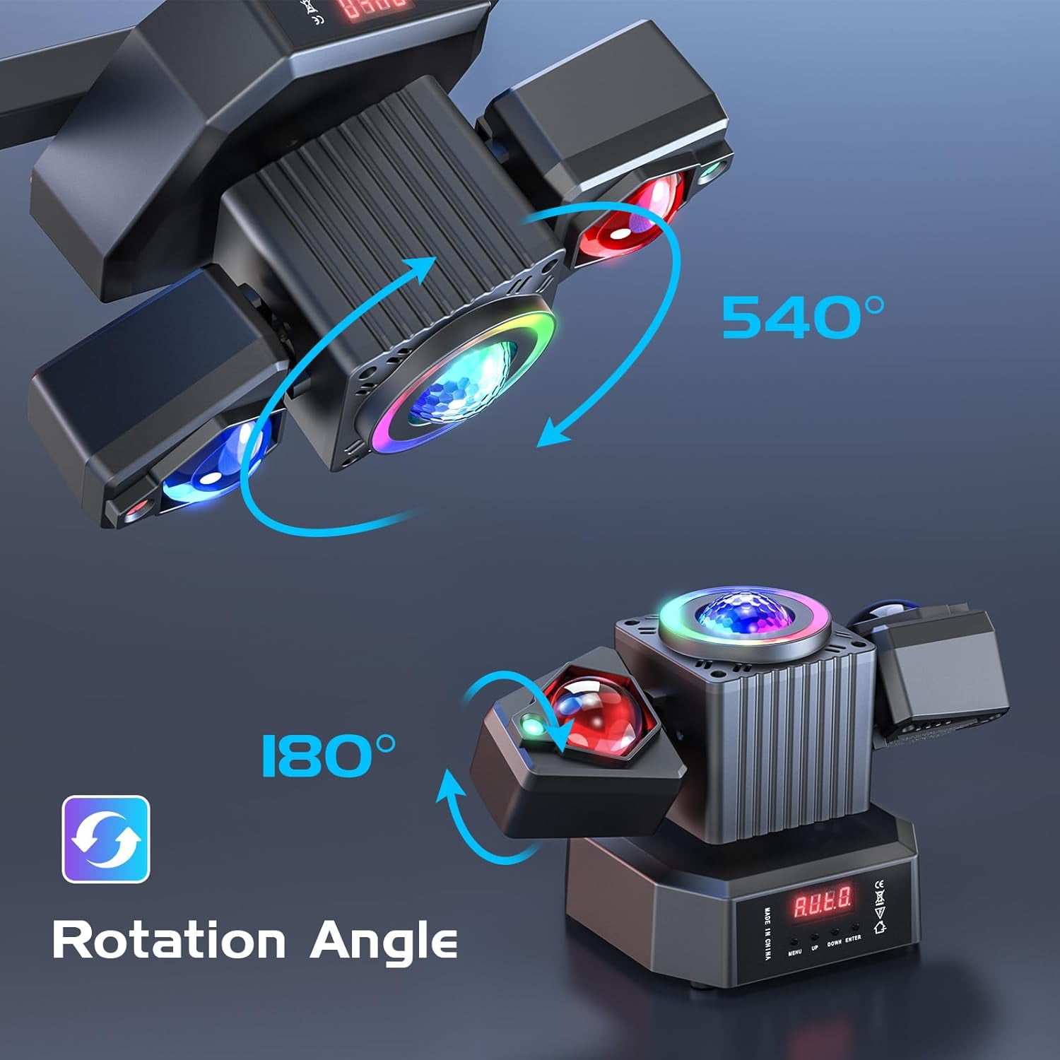 Moving Head Stage Light with RGBW 4-in-1 Beam & Starry Effect, Remote & DMX512 Sound Activated DJ Lights for Party Wedding Church Concert, Home KTV Nightclub