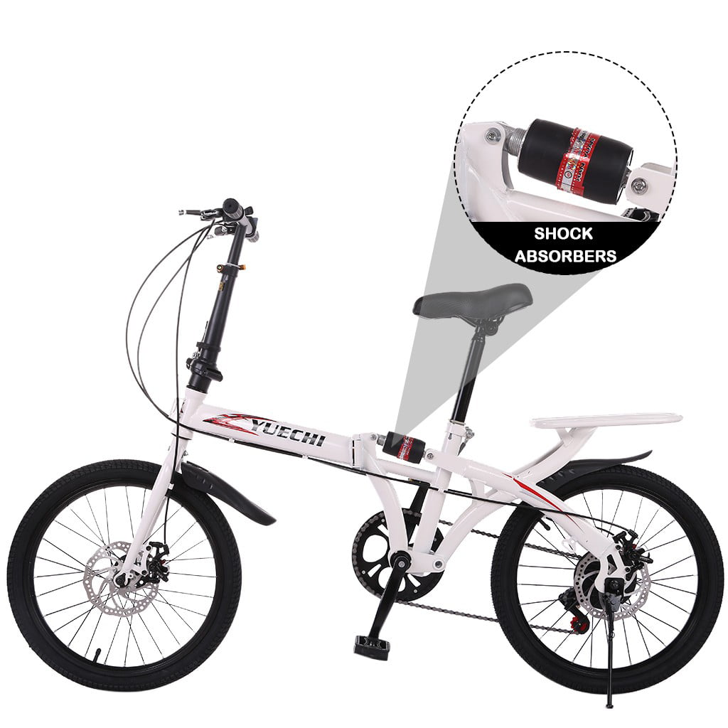 20in 7Speed ​​City Folding Compact Suspension Bike Bicycle Urban Commuters White 