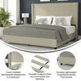thumbnail image 4 of Merrick Lane Modern Platform Bed with Upholstered Wingback Headboard, King Size, Beige, 4 of 11