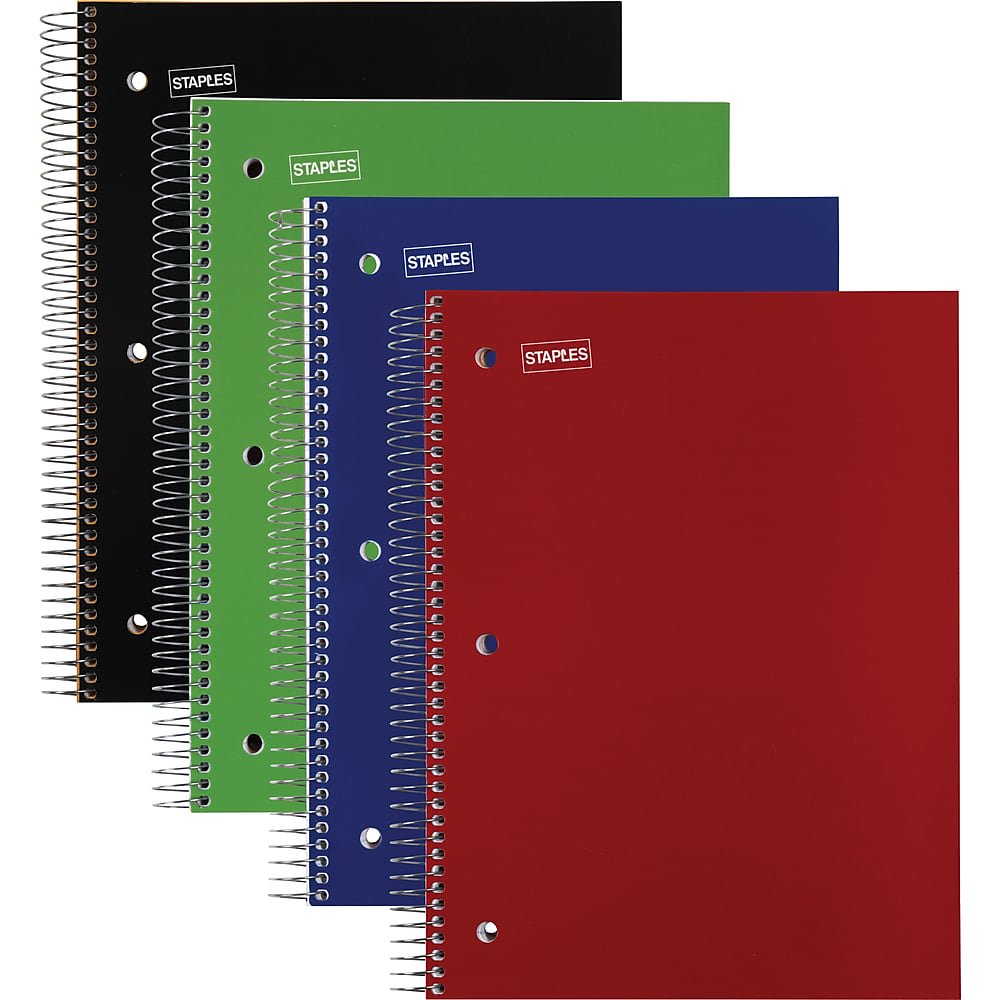 Staples 5 Subject Notebook 81/2" x 11" Each (10467MCC) 280305