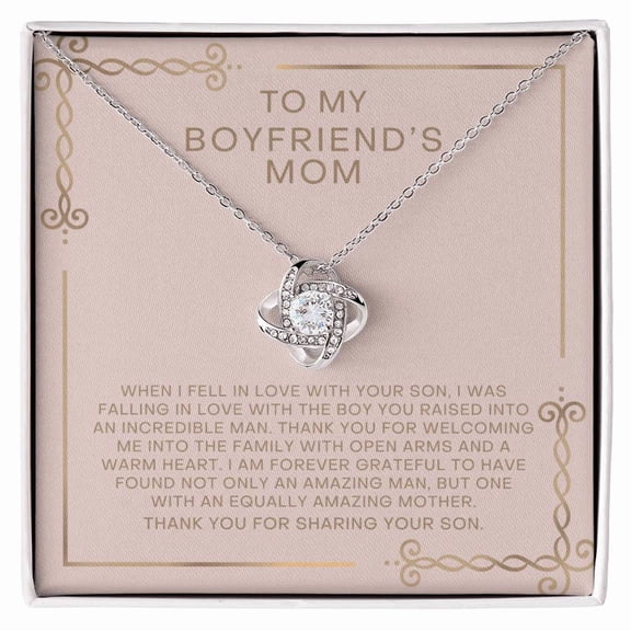 Boyfriends Mom Necklace, Boyfriends Mom Gift Love Knot Necklace Standard Box