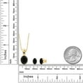 thumbnail image 2 of 18K Yellow Gold Plated Silver Black Onyx and Blue Created Sapphire Pendant and Earrings Jewelry Set for Women (6.25 Cttw, Gemstone Birthstone, Oval 11X9MM and 8X6MM with 18 inch Silver Chain), 2 of 3