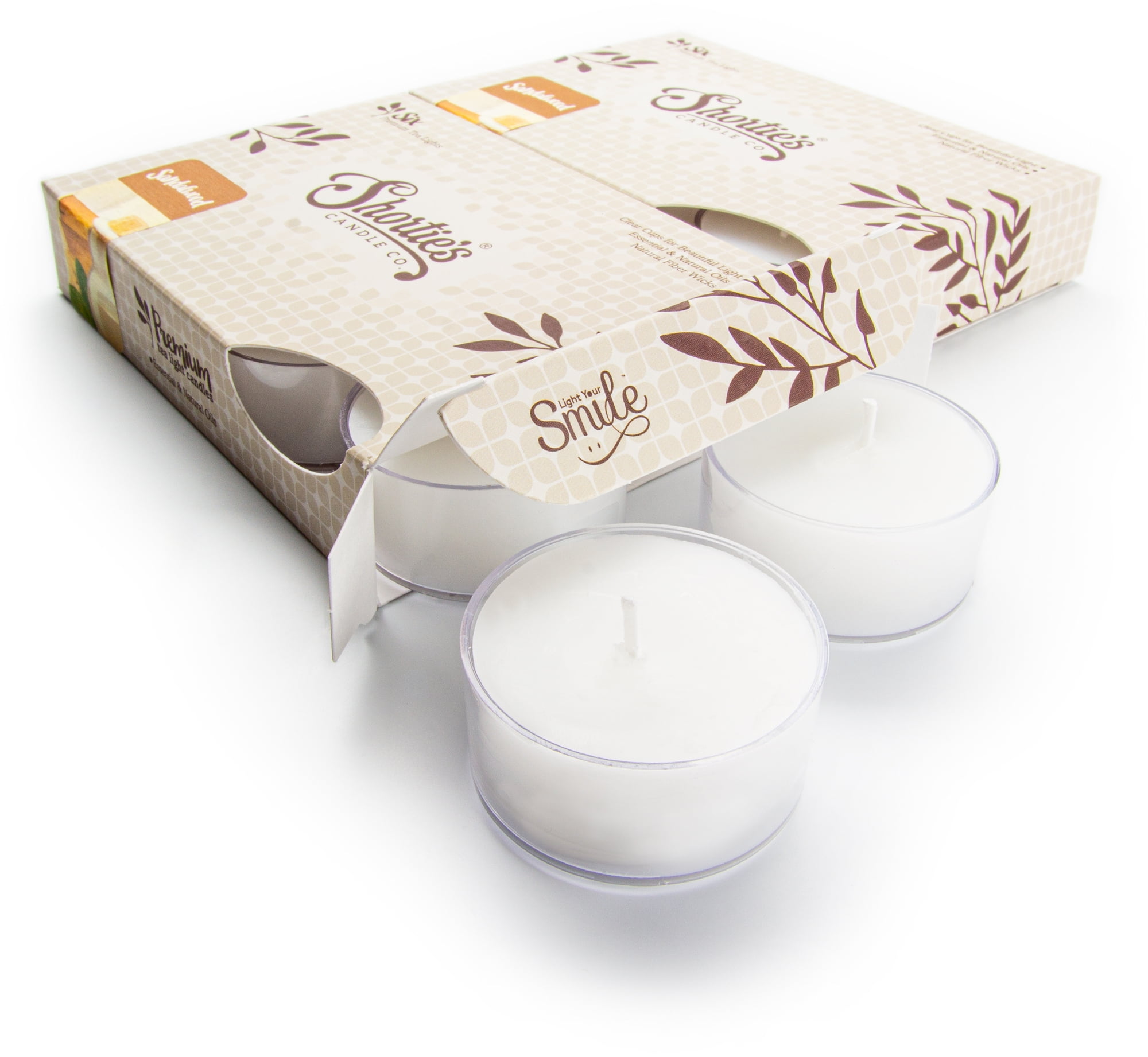 Pure Sandalwood Tealight Candles Multi Pack (12 White Highly Scented