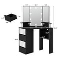 thumbnail image 5 of Veanerwood Corner Vanity Desk with Lighted Mirror & Charging Station,Makeup Vanity Table, Black, 5 of 13