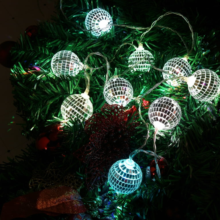 LED Disco String Lights Decorations,Mini Disco Balls Tree Ornament