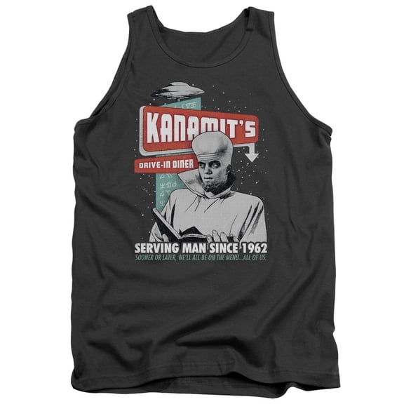 Twilight Zone Kanamits Diner Adult Tank Top Charcoal