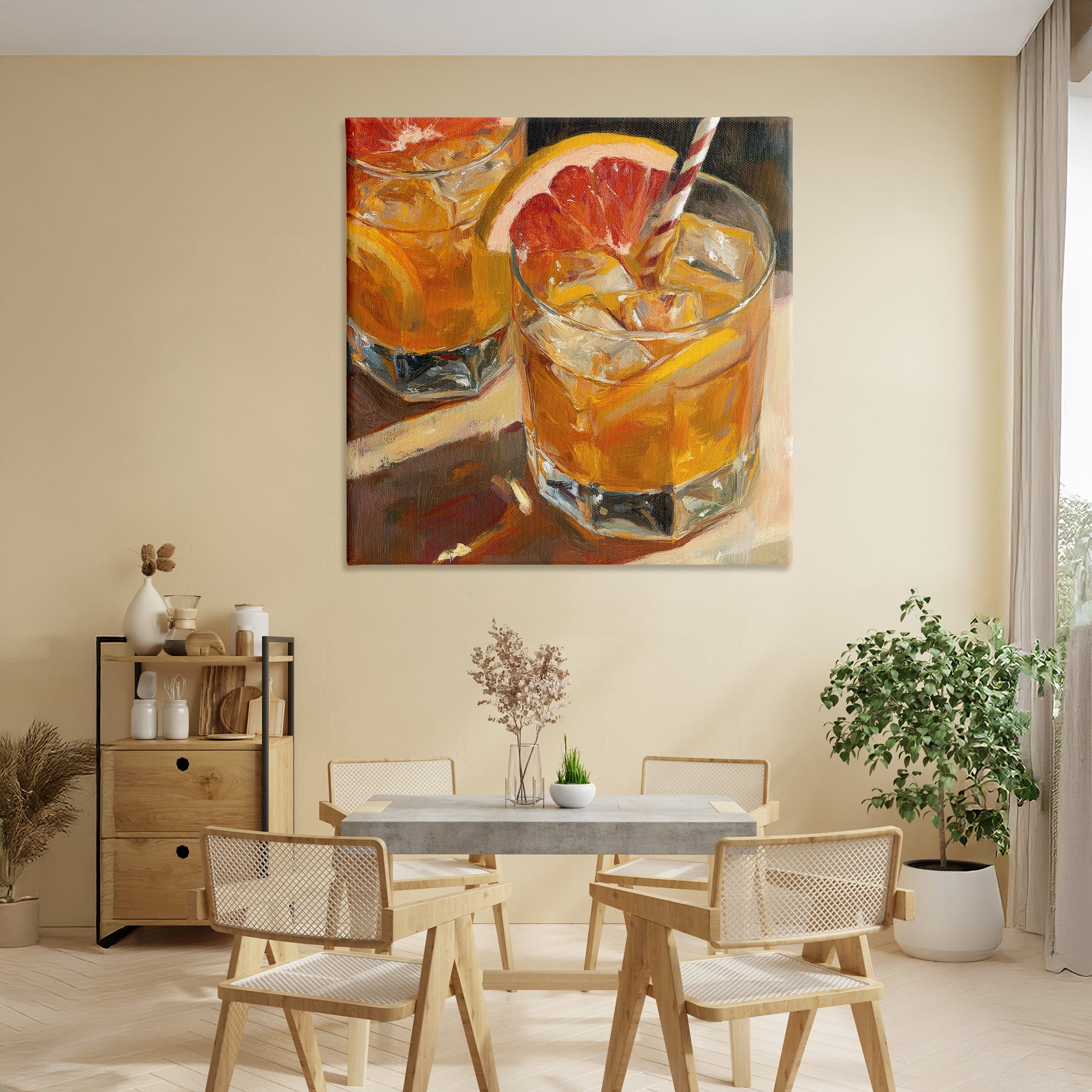 Stupell Industries Grapefruit Cocktail with Ice Cubes Canvas Wall Art, design by Petal Prints Design