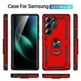 thumbnail image 2 of Dteck Heavy Duty Case for Samsung Galaxy S25 Ultra Phone Case with Metal Ring Magnetic Kickstand, Military Grade Shockproof Rugged Protective Cover for Galaxy S25 Ultra ,Red, 2 of 7