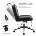 thumbnail image 4 of Criss Cross Desk Chair with Wheels, Armless PU Leather Cross Legged Office Chair with 26" Wide Seat, Adjustable Swivel Comfy Chairs for Vanity Work Home, Black, 4 of 5