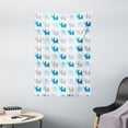 thumbnail image 1 of Animal Tapestry, Multitude Repeating Striped Designed Little Baby Elephants Motifs, Wall Hanging for Bedroom Living Room Dorm Decor, 40W X 60L Inches, White Pale Taupe and Sea Blue, by Ambesonne, 1 of 2