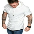 thumbnail image 2 of FNNMNNR Men Solid Slub Cotton Short Sleeve Slim Fit Hooded T Shirt, 2 of 5